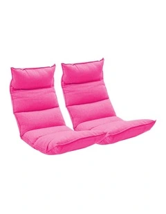 SOGA 2X Pink Foldable Tatami Floor Recliner Sofa