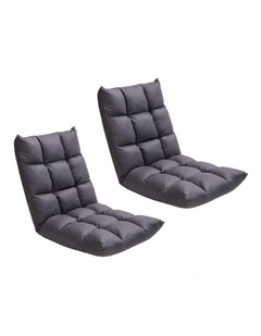 SOGA 2X Grey Lounge Floor Recliner Adjustable Gaming Sofa Bed Foldable Indoor Outdoor Backrest