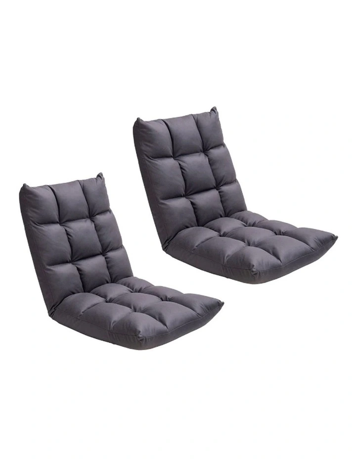 SOGA 2X Grey Lounge Floor Recliner Adjustable Gaming Sofa Bed Foldable Indoor Outdoor Backrest image 1