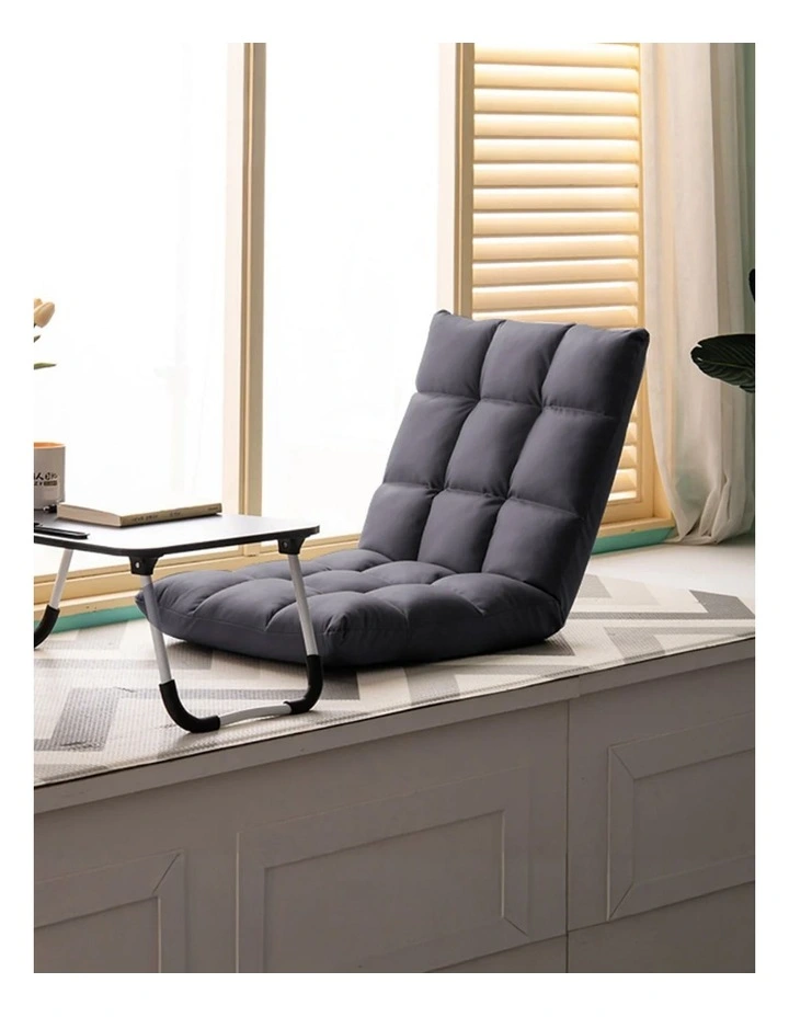 SOGA 2X Grey Lounge Floor Recliner Adjustable Gaming Sofa Bed Foldable Indoor Outdoor Backrest image 2