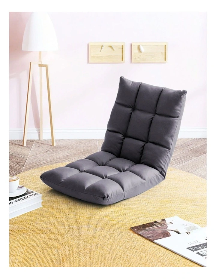 SOGA 2X Grey Lounge Floor Recliner Adjustable Gaming Sofa Bed Foldable Indoor Outdoor Backrest image 3