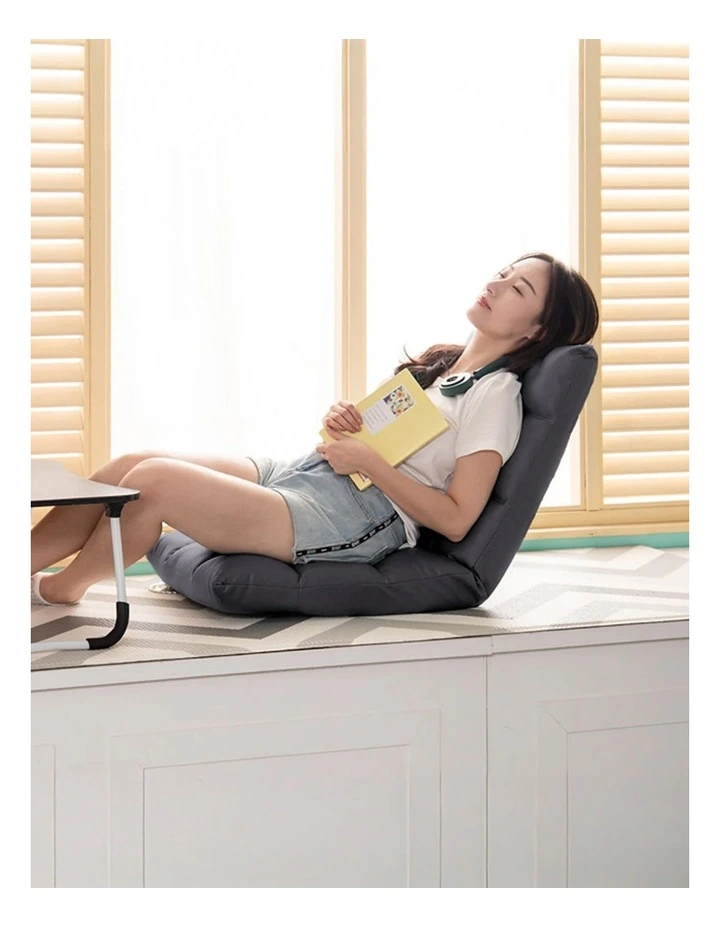 SOGA 2X Grey Lounge Floor Recliner Adjustable Gaming Sofa Bed Foldable Indoor Outdoor Backrest image 4