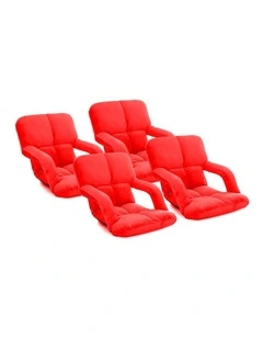 SOGA 4X Red Foldable Floor Recliner Chair with Armrests