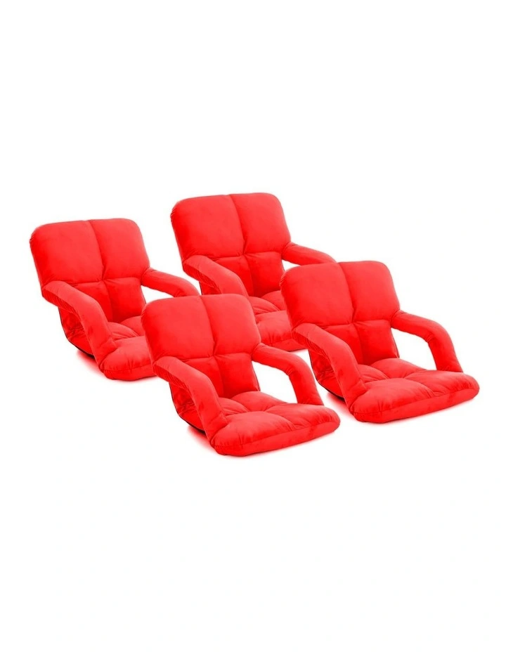 SOGA 4X Red Foldable Floor Recliner Chair with Armrests image 1