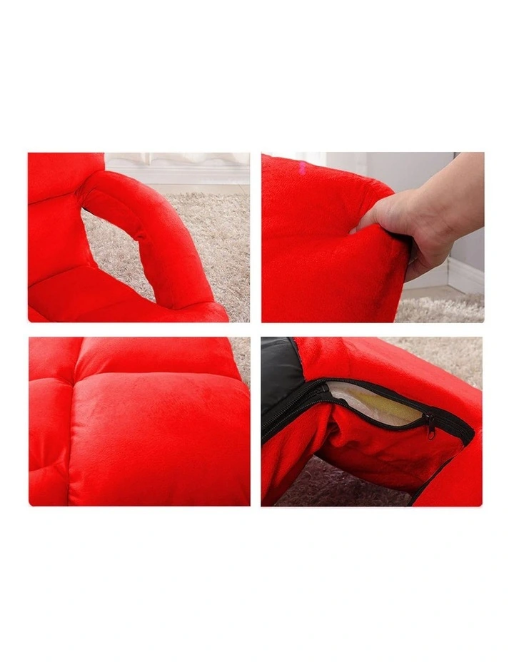 SOGA 4X Red Foldable Floor Recliner Chair with Armrests image 6