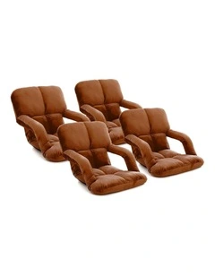 SOGA 4X Coffee Foldable Floor Recliner Chair with Armrests