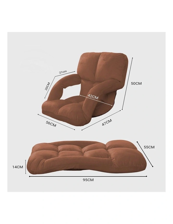 SOGA 4X Coffee Foldable Floor Recliner Chair with Armrests image 2