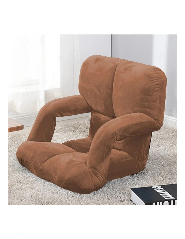 SOGA 4X Coffee Foldable Floor Recliner Chair with Armrests image 3