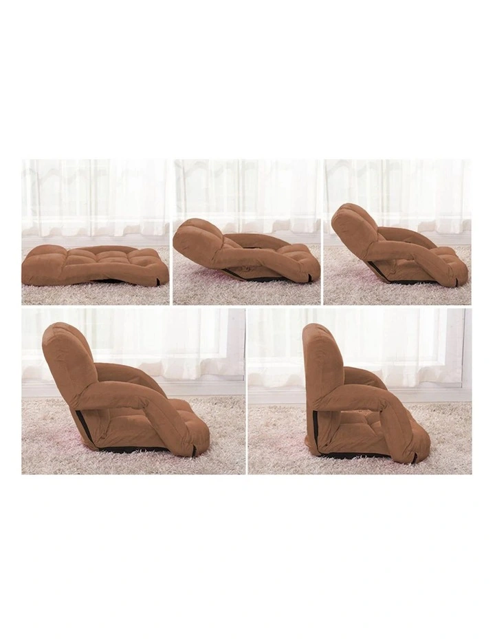 SOGA 4X Coffee Foldable Floor Recliner Chair with Armrests image 4