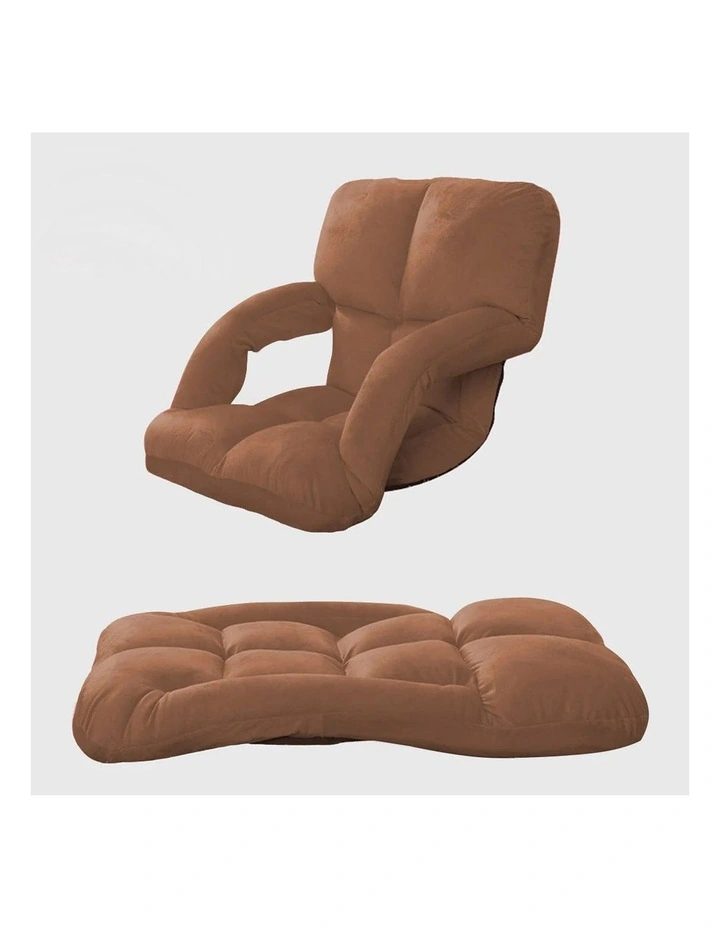 SOGA 4X Coffee Foldable Floor Recliner Chair with Armrests image 5
