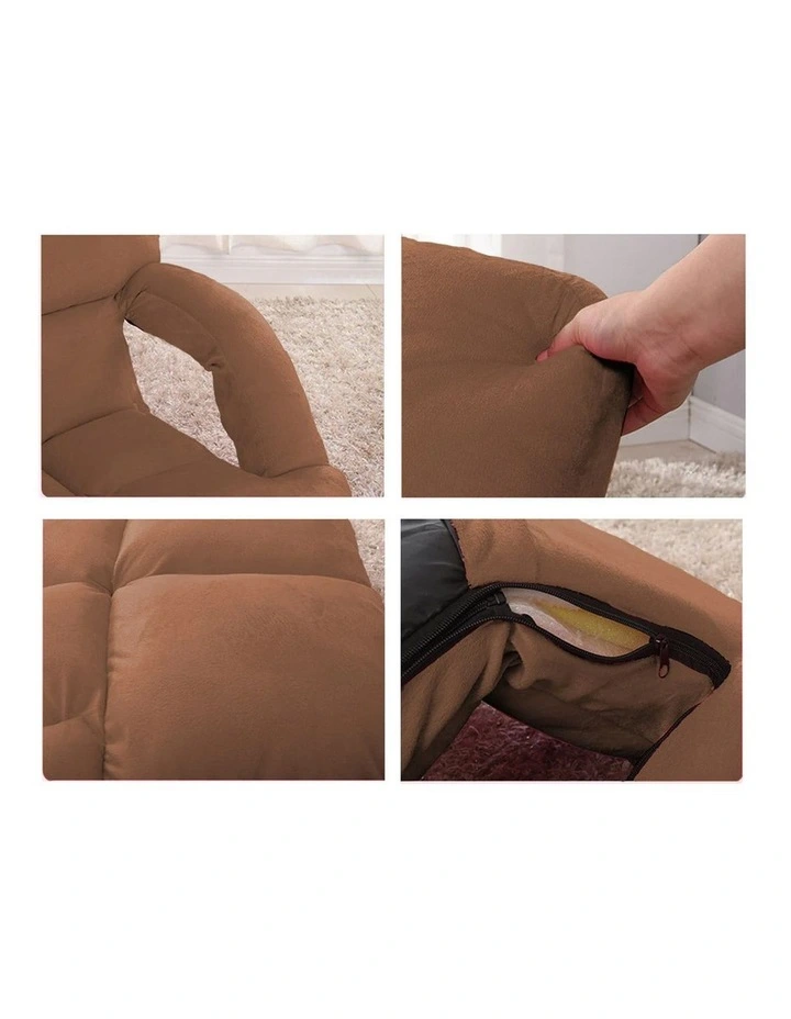 SOGA 4X Coffee Foldable Floor Recliner Chair with Armrests image 6