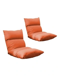 SOGA 2X Orange Foldable Floor Recliner Chair