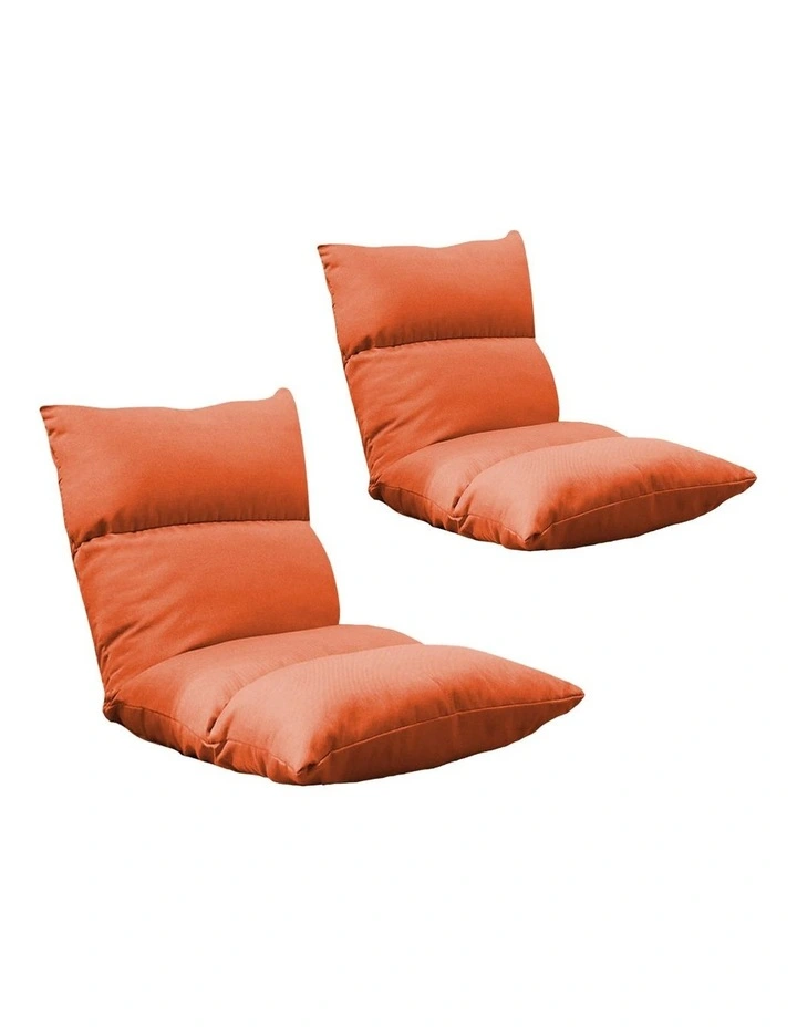 SOGA 2X Orange Foldable Floor Recliner Chair image 1