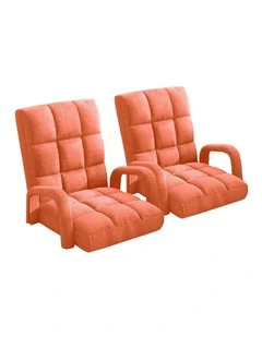 SOGA 2X Foldable Lounge Cushion Adjustable Floor Lazy Recliner Chair with Armrest Orange