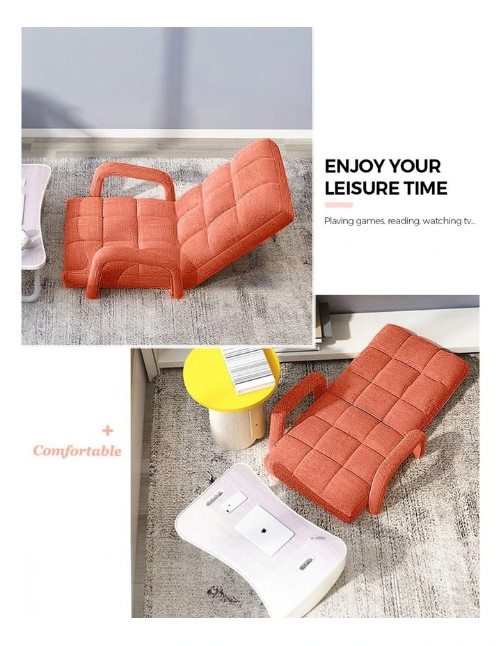 SOGA 2X Foldable Lounge Cushion Adjustable Floor Lazy Recliner Chair with Armrest Orange image 4