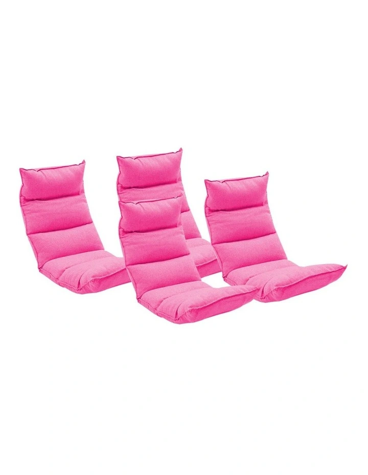 SOGA 4X Pink Foldable Tatami Floor Recliner Sofa image 1