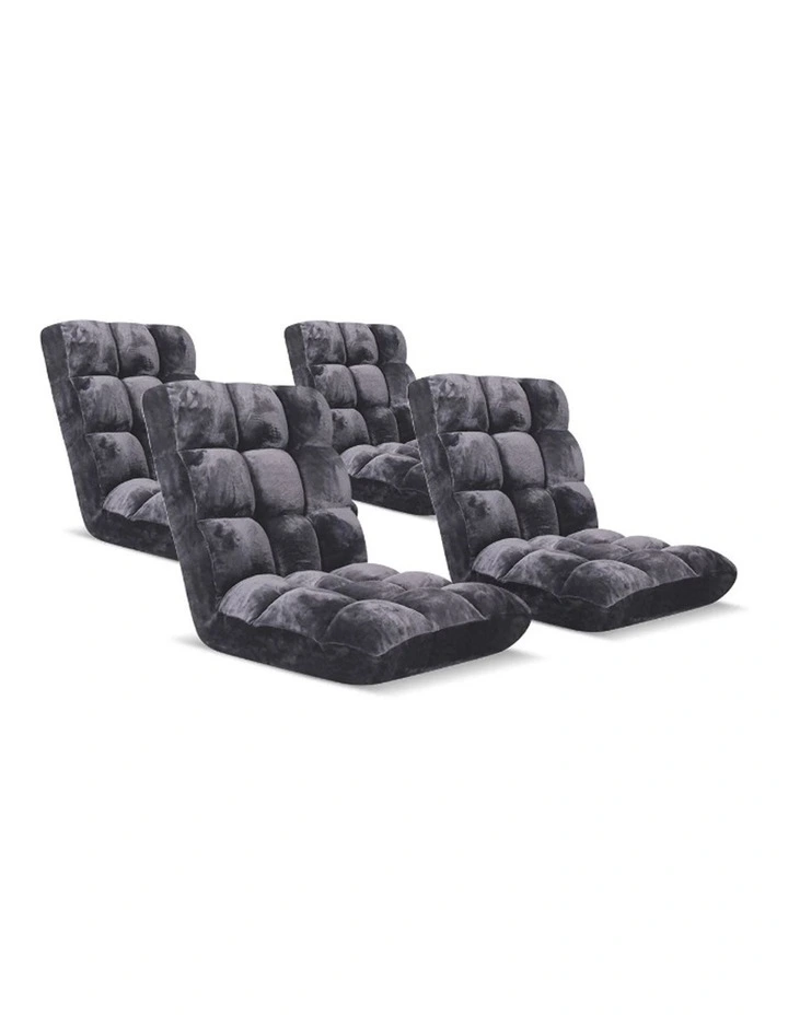 SOGA 4X Floor Recliner Folding Lounge Sofa Futon Couch Folding Chair Cushion Grey image 1