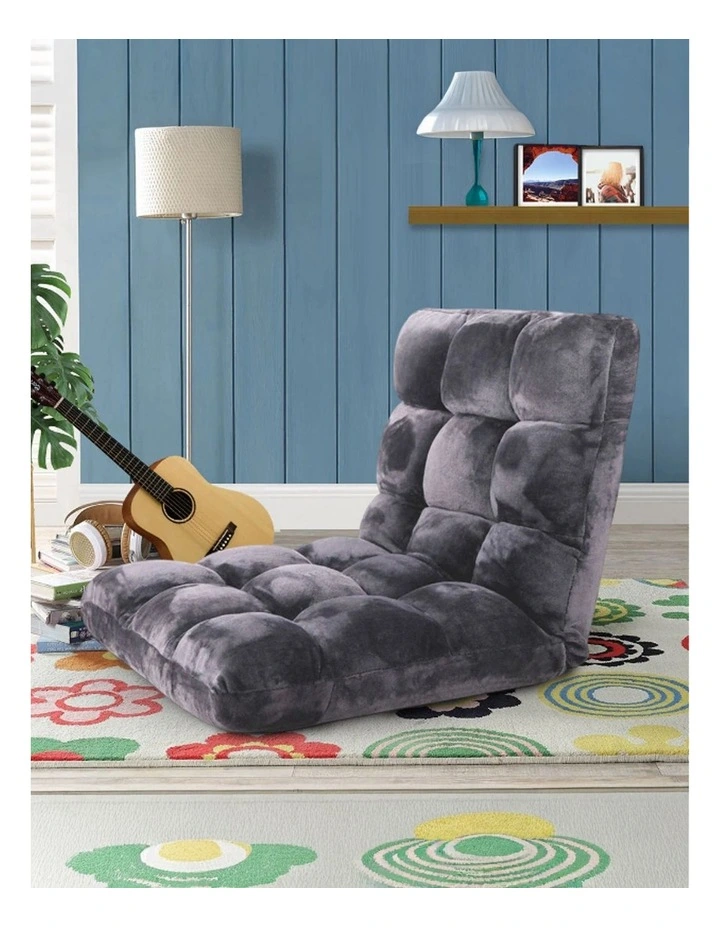 SOGA 4X Floor Recliner Folding Lounge Sofa Futon Couch Folding Chair Cushion Grey image 2