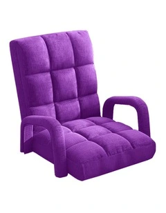 SOGA Foldable Lounge Cushion Adjustable Floor Lazy Recliner Chair with Armrest Purple