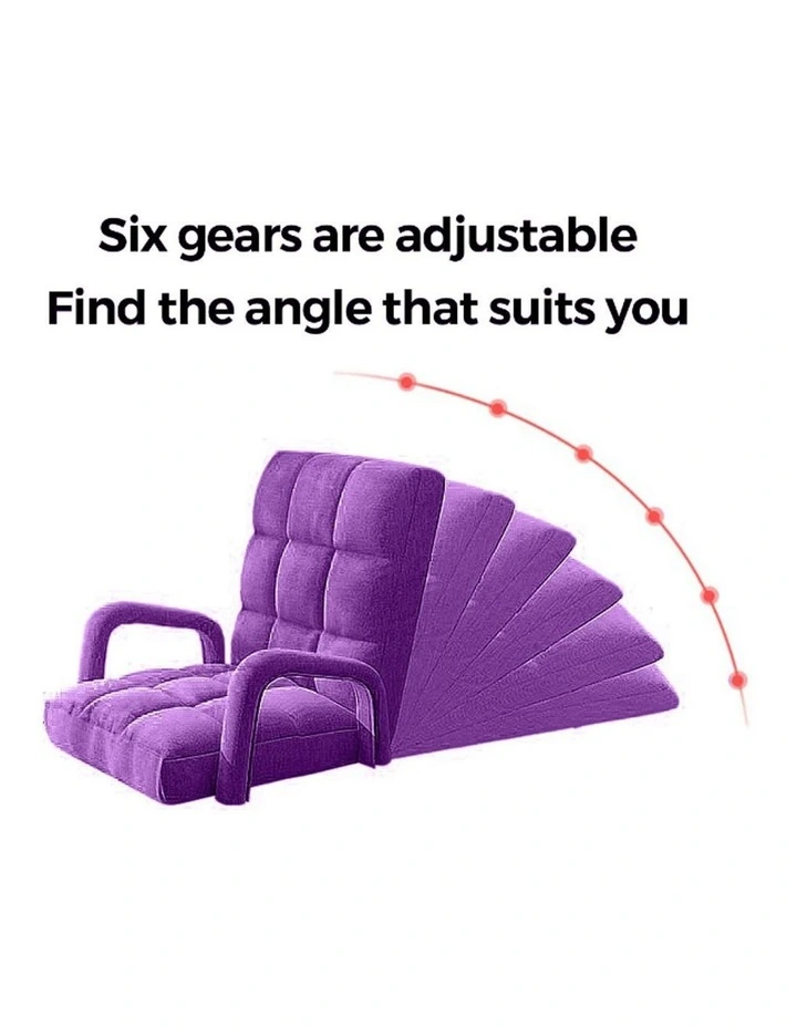 SOGA Foldable Lounge Cushion Adjustable Floor Lazy Recliner Chair with Armrest Purple image 3