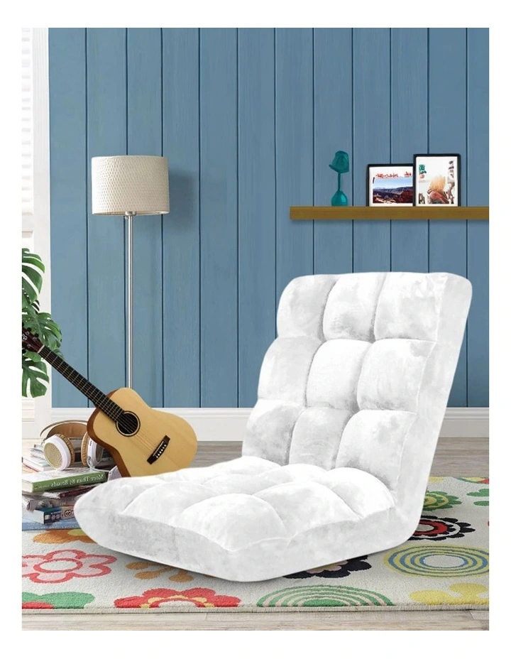 SOGA 4X Floor Recliner Folding Lounge Sofa Futon Couch Folding Chair Cushion White image 2