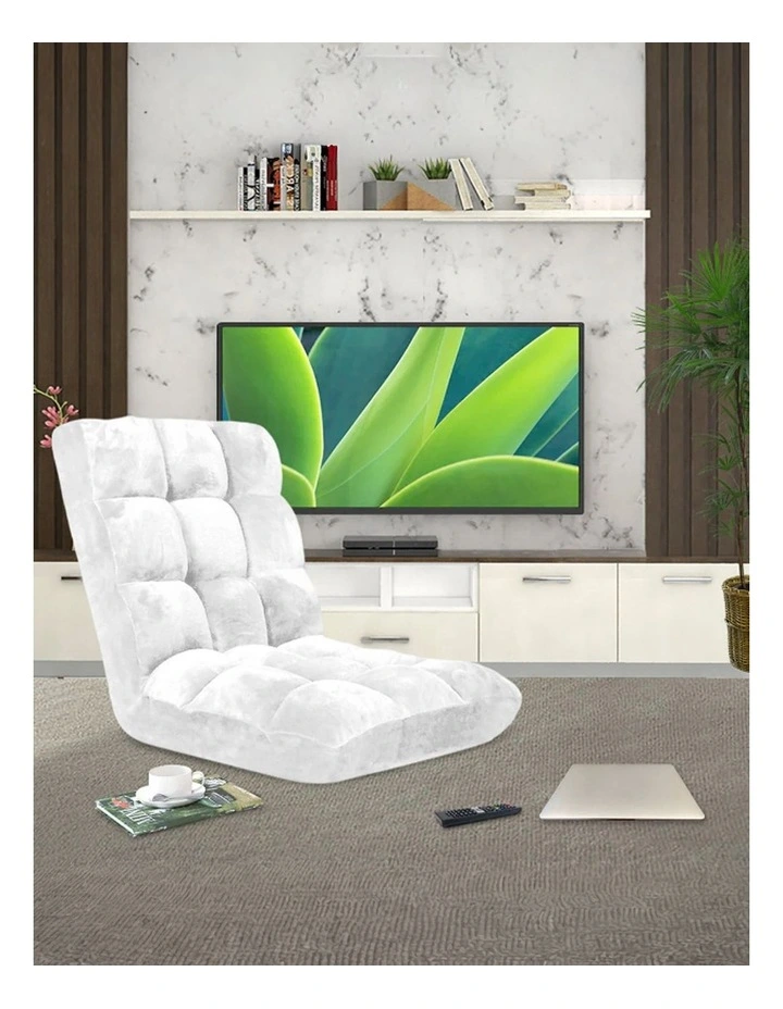 SOGA 4X Floor Recliner Folding Lounge Sofa Futon Couch Folding Chair Cushion White image 3