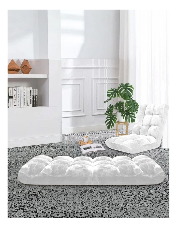 SOGA 4X Floor Recliner Folding Lounge Sofa Futon Couch Folding Chair Cushion White image 4