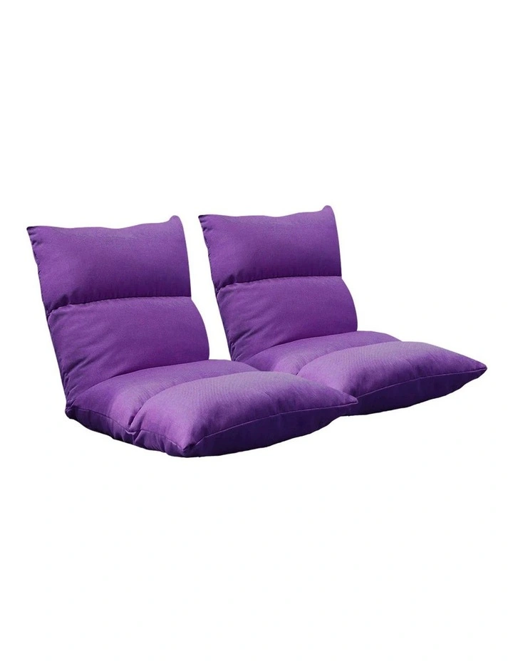 SOGA 2X Purple Foldable Floor Recliner Chair image 1