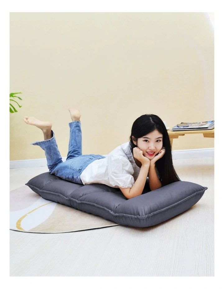 SOGA Grey Lounge Recliner Lazy Sofa Bed Tatami Cushion Collapsible Backrest Seat Home Office Decor image 3
