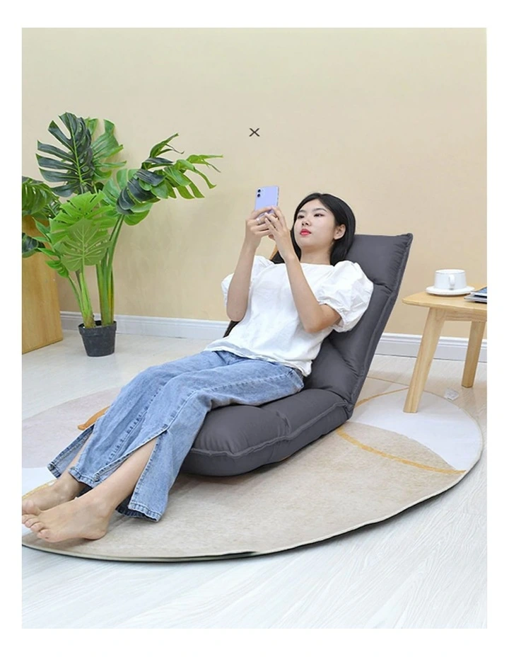 SOGA Grey Lounge Recliner Lazy Sofa Bed Tatami Cushion Collapsible Backrest Seat Home Office Decor image 4