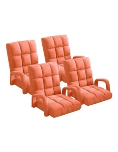 SOGA 4X Foldable Lounge Cushion Adjustable Floor Lazy Recliner Chair with Armrest Orange