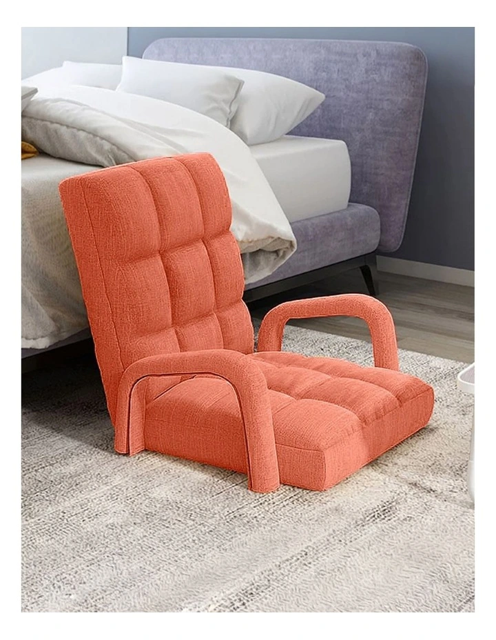 SOGA 4X Foldable Lounge Cushion Adjustable Floor Lazy Recliner Chair with Armrest Orange image 5