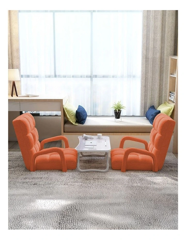 SOGA 4X Foldable Lounge Cushion Adjustable Floor Lazy Recliner Chair with Armrest Orange image 7