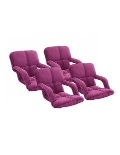 SOGA 4X Pink Foldable Floor Recliner Chair with Armrests