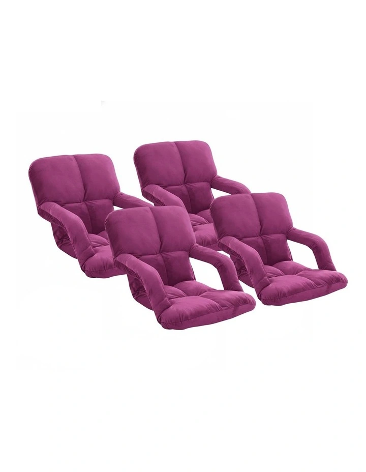 SOGA 4X Pink Foldable Floor Recliner Chair with Armrests image 1