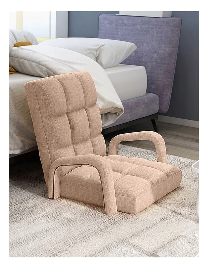 SOGA 4X Foldable Lounge Cushion Adjustable Floor Lazy Recliner Chair with Armrest Khaki image 4