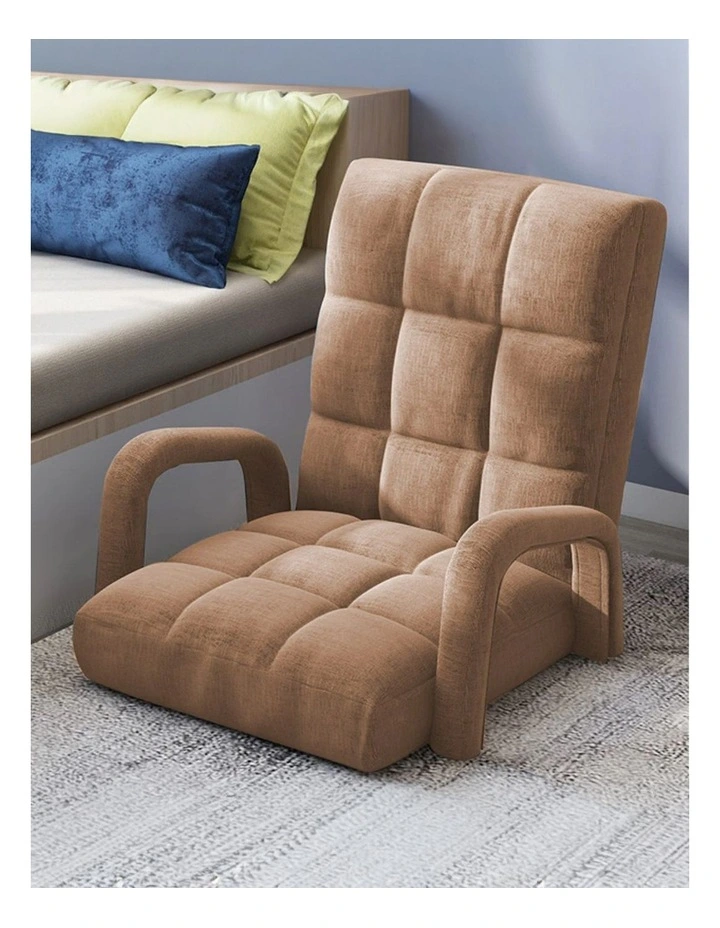 SOGA 4X Foldable Lounge Cushion Adjustable Floor Lazy Recliner Chair with Armrest Khaki image 6