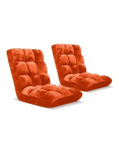 SOGA 2X Floor Recliner Folding Lounge Sofa Futon Couch Folding Chair Cushion Orange