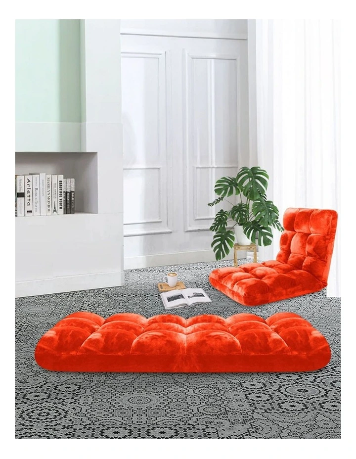 SOGA 2X Floor Recliner Folding Lounge Sofa Futon Couch Folding Chair Cushion Orange image 4