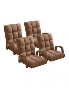 SOGA 4X Foldable Lounge Cushion Adjustable Floor Lazy Recliner Chair with Armrest Coffee