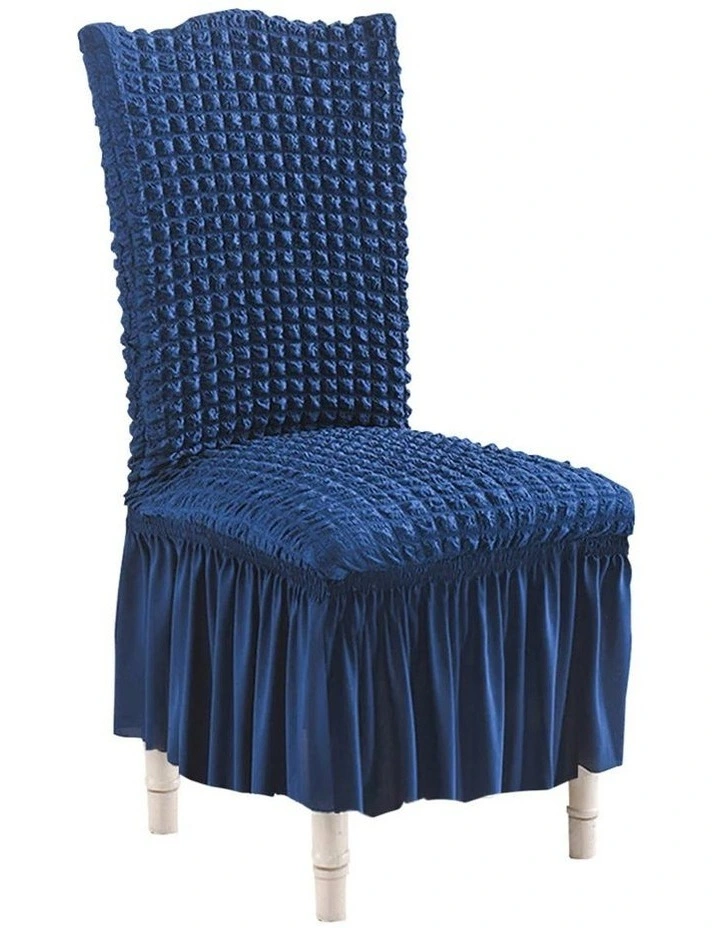 SOGA Blue Stretch Dining Chair Slipcover with Ruffle Skirt image 1