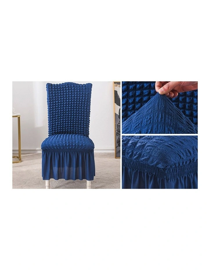 SOGA Blue Stretch Dining Chair Slipcover with Ruffle Skirt image 7
