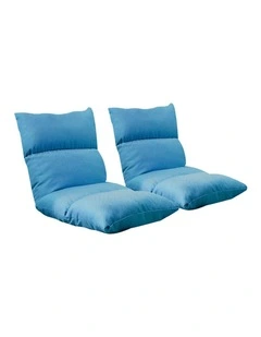 SOGA 2X Blue Foldable Floor Recliner Chair