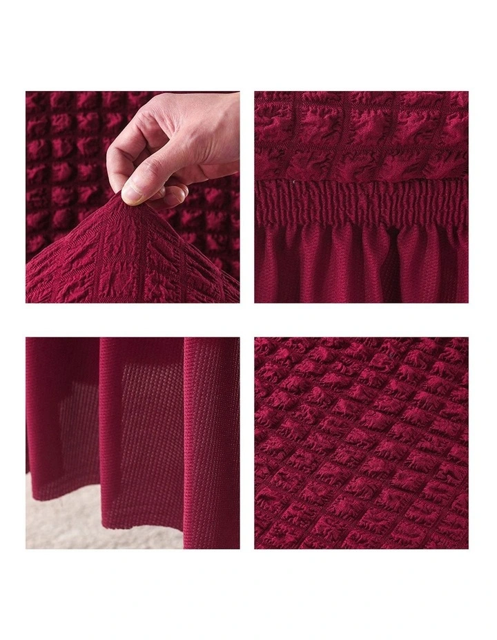SOGA 2 Pack Burgundy Stretch Dining Chair Slipcovers with Ruffle Skirt image 5