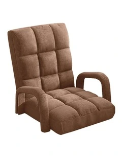 SOGA Foldable Lounge Cushion Adjustable Floor Lazy Recliner Chair with Armrest Coffee