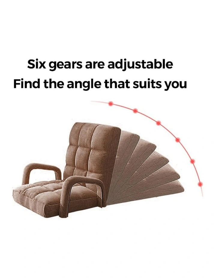 SOGA Foldable Lounge Cushion Adjustable Floor Lazy Recliner Chair with Armrest Coffee image 2