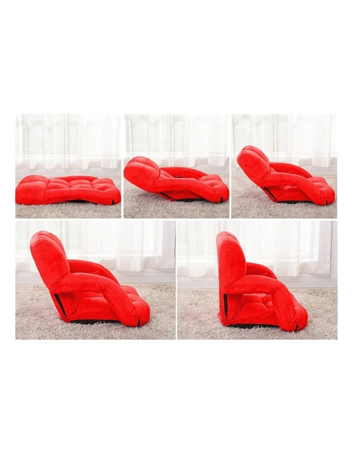 SOGA 2X Red Foldable Floor Recliner Chair with Armrests image 5