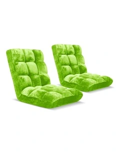 SOGA 2X Floor Recliner Folding Lounge Sofa Futon Couch Folding Chair Cushion Green
