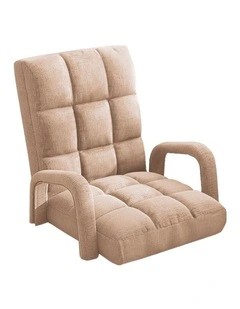SOGA Foldable Lounge Cushion Adjustable Floor Lazy Recliner Chair with Armrest Khaki