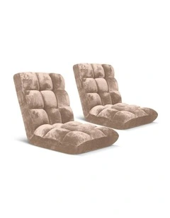 SOGA 2X Floor Recliner Folding Lounge Sofa Futon Couch Folding Chair Cushion Light Apricot
